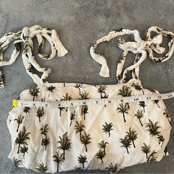Forever 21 White Palm Tree Crop Top Tie Strap Summer Resort Beachwear Sz Small - Picture 4 of 9